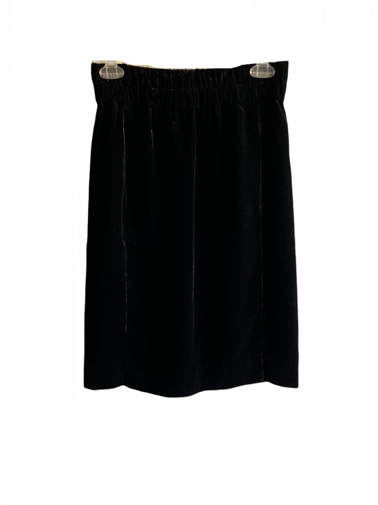 J. Crew Black Velvet Pull On Midi Skirt Size XS Pockets Elastic Waist Office - Picture 4 of 13